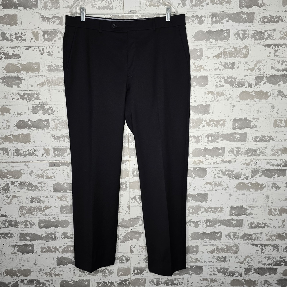 Ballin Dress Pants Mens 36x31 Black Comfort-EZE Super 120s Wool Flat Front